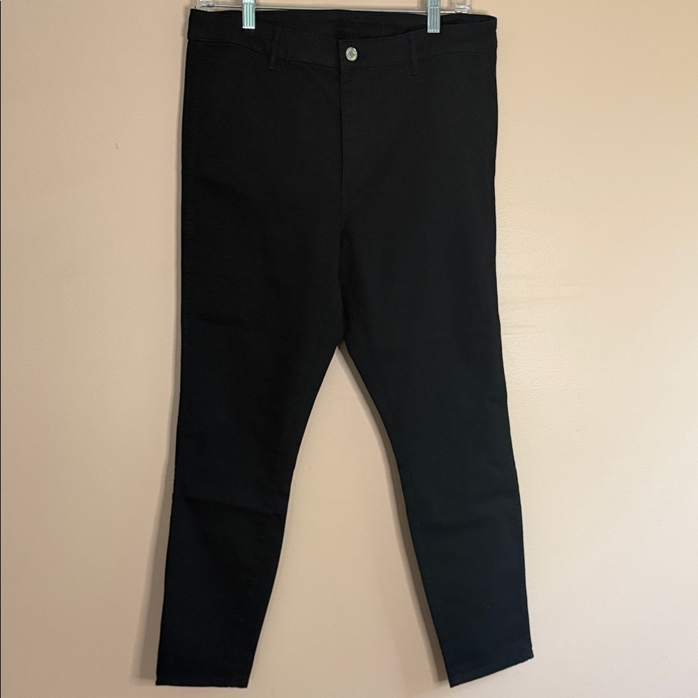 &Denim High Waist Skinny Ankle Pants — Black